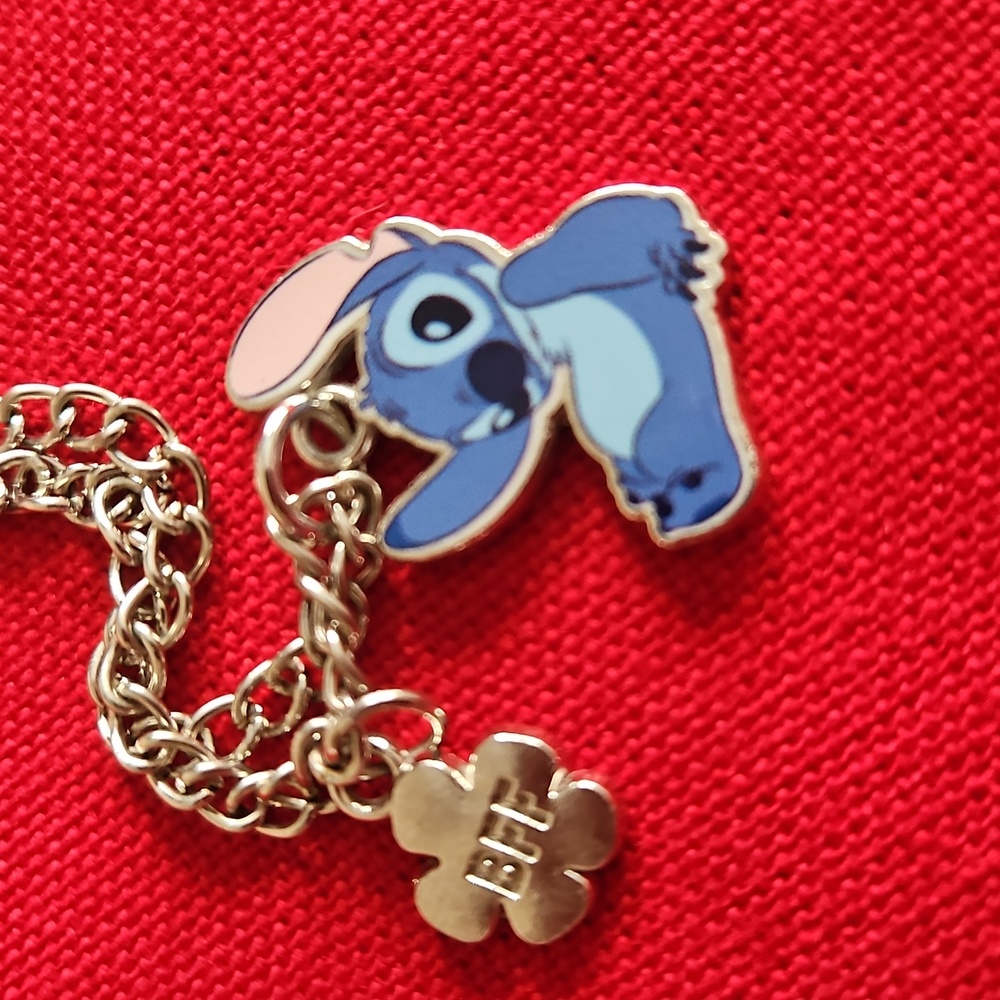Disney Kids Necklace with Blue Stitch and Silver Chain